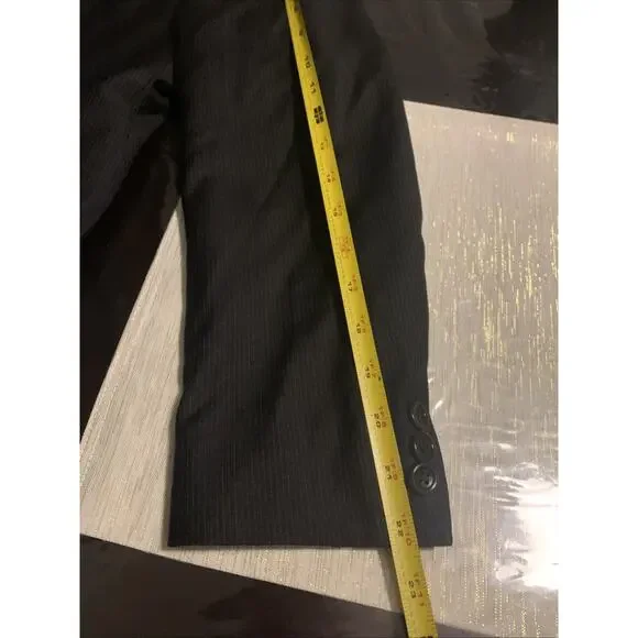 ARMANI Blazer COLLEZIONI Black stripe Wool Sz 42R - Picture 8 of 10